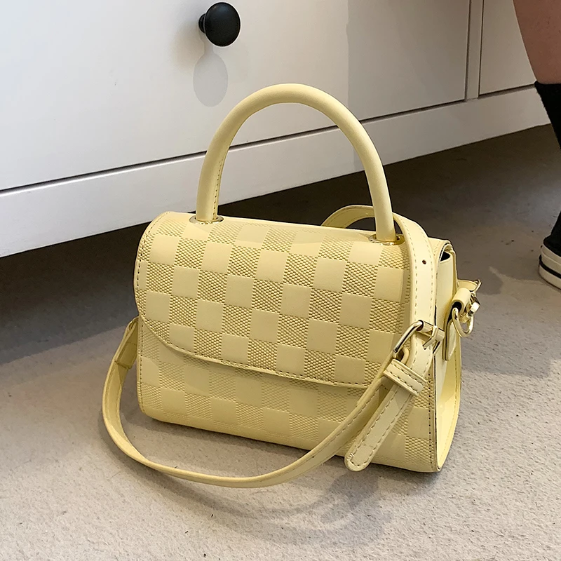 

Casual Crossbody Bags for Women PU Leather Handbag Plaid Shoulder Bag Summer Luxury Bag Woman Women's 2022 Trend