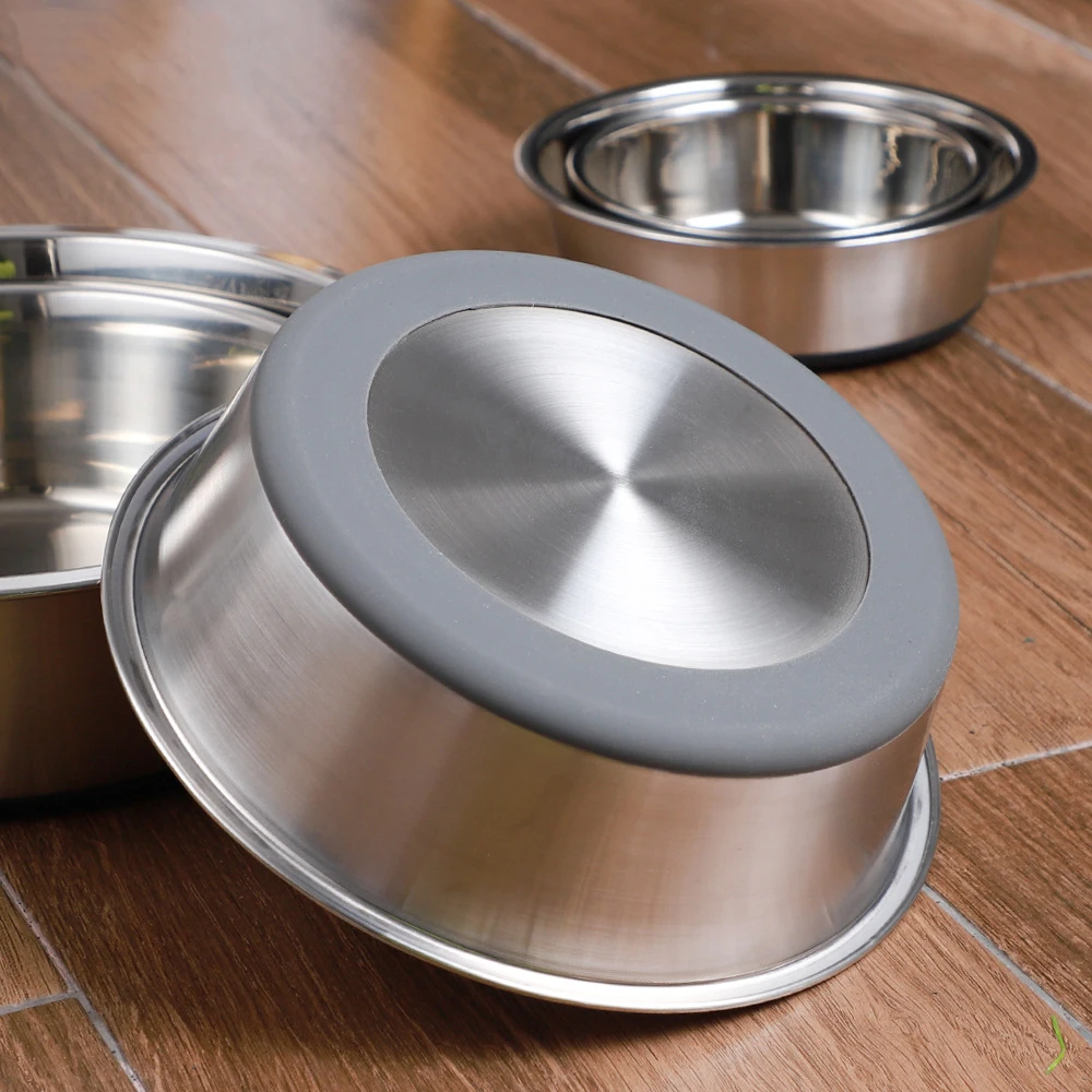 Stainless Steel Dog Bowls Luxury Style Anti-slip Rubber Bottom Dog Feeder Feeding Water Bowl Sturdy Puppy Dishes Easy To Clean