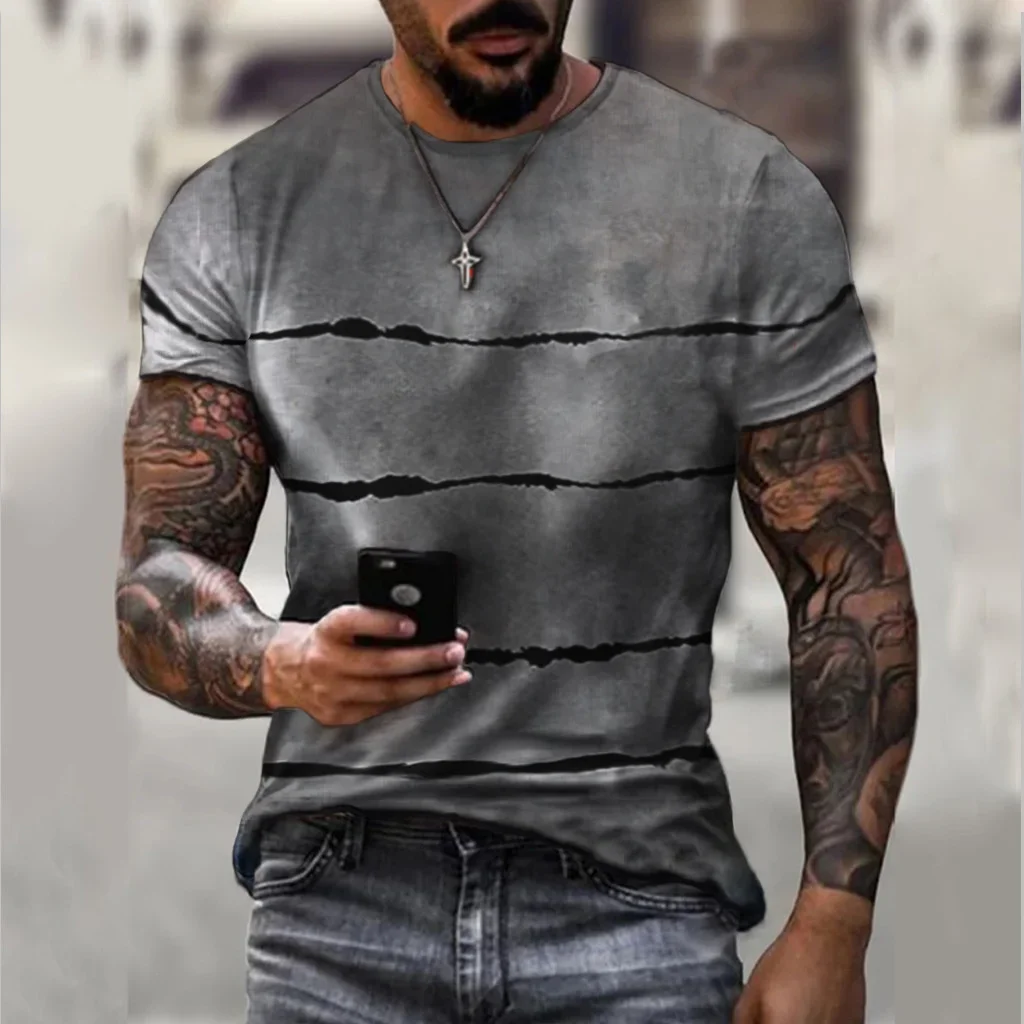 

Футболка мужская с коротким рукавом, повседневная универсальная рубашка с 3D-принтом, круглый вырез, в уличном стиле, в стиле Харадзюку, лето