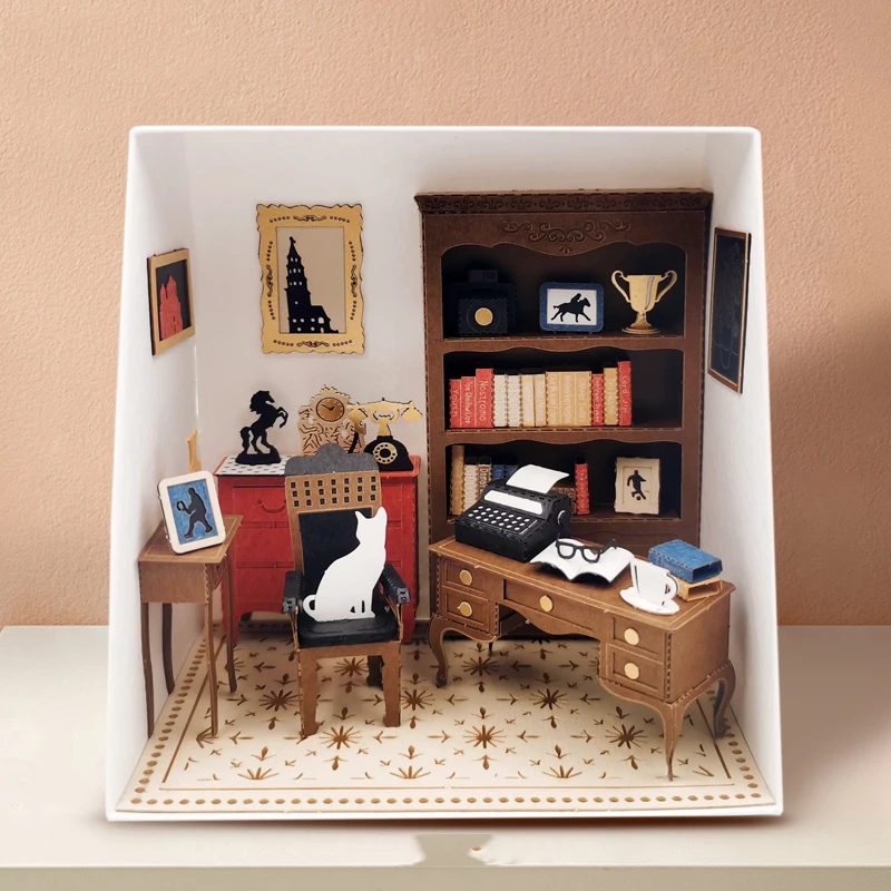 

Бумажный миниатюрный Строительный набор «сделай сам», модель 3D для кабинета, домик для кукольного домика, ремесла ручной работы, игрушки, пазлы для детей, подарки на день рождения