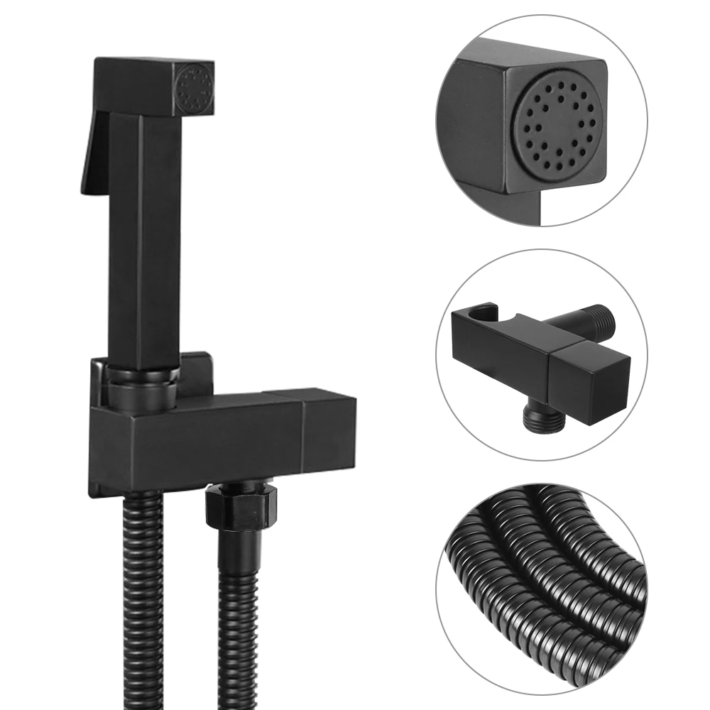 

Bidet Spraye Set Toilet Self Cleaning Shower Head Copper Handheld Bathroom Accessories Black