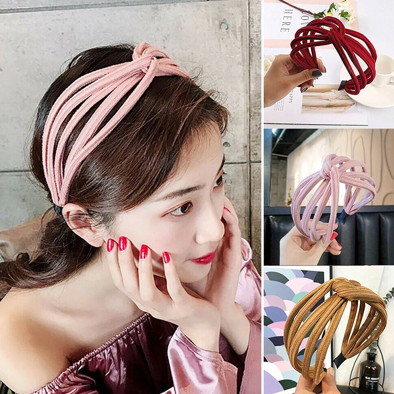 

Women Headband Solid Twist Hairband Bow Knot Cross Tie Cloth Headwrap Hair Band Hoop Headwear Hair Bands Accessories