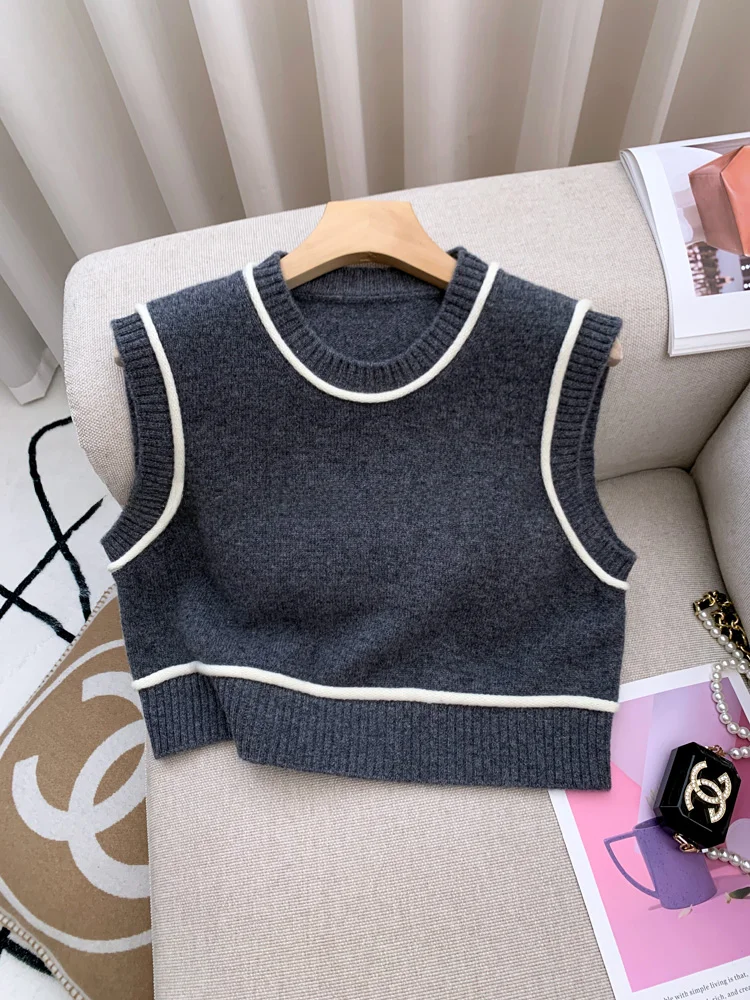 Новинка женский жилет из чистой шерсти с высокой талией