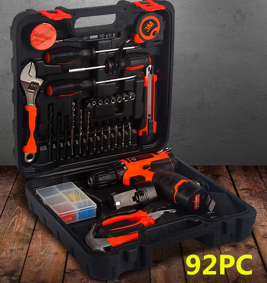 

Lithium battery charging type impact electric drill set, automatic electric screwdriver, gift hardware combination tool set
