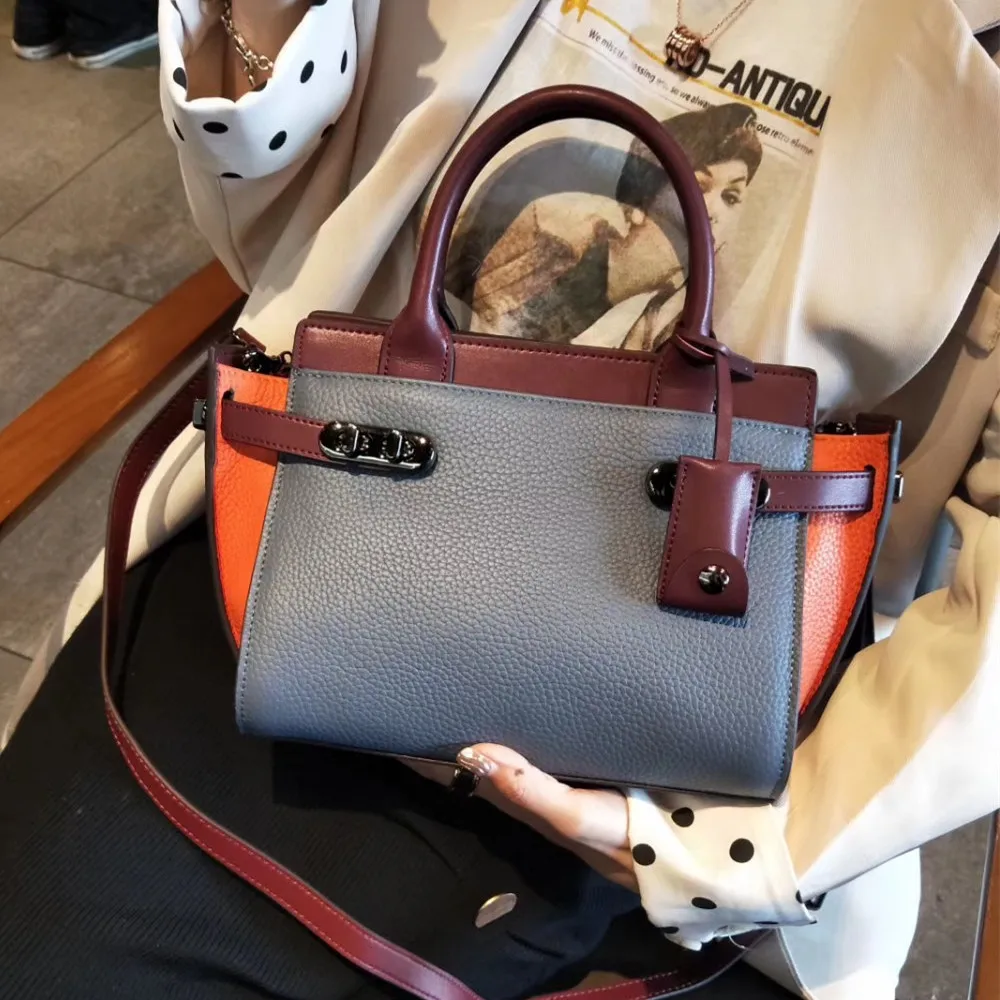 

Cowhide Women's Handbag 2022 New Fashion Versatile Large Bag Single Shoulder Messenger Bag