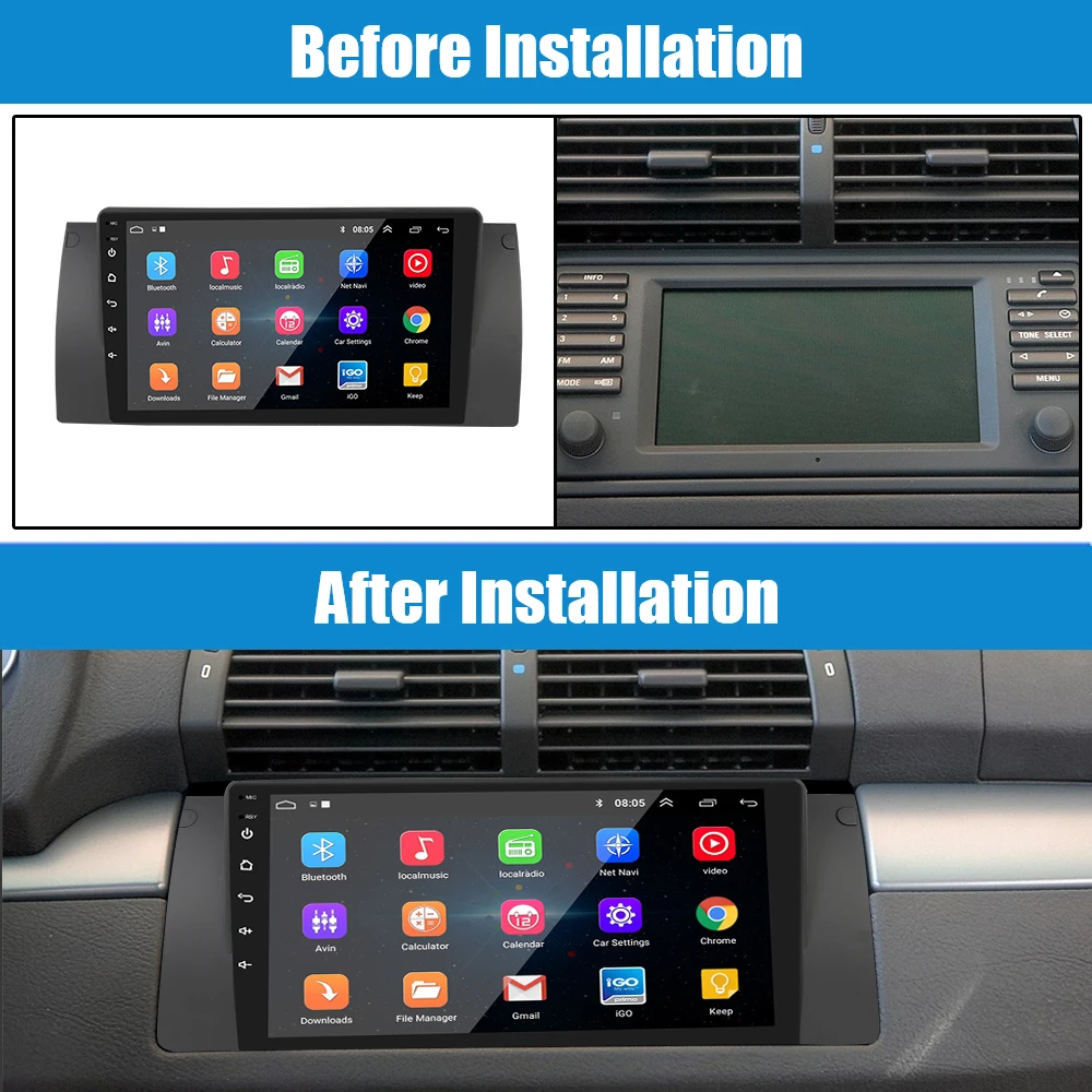 GPS Bluetooth Wi-Fi 9 дюймов Аудио Видео автомобильное радио Android 10 1 для BMW 5-серии (E39) 1995-2003