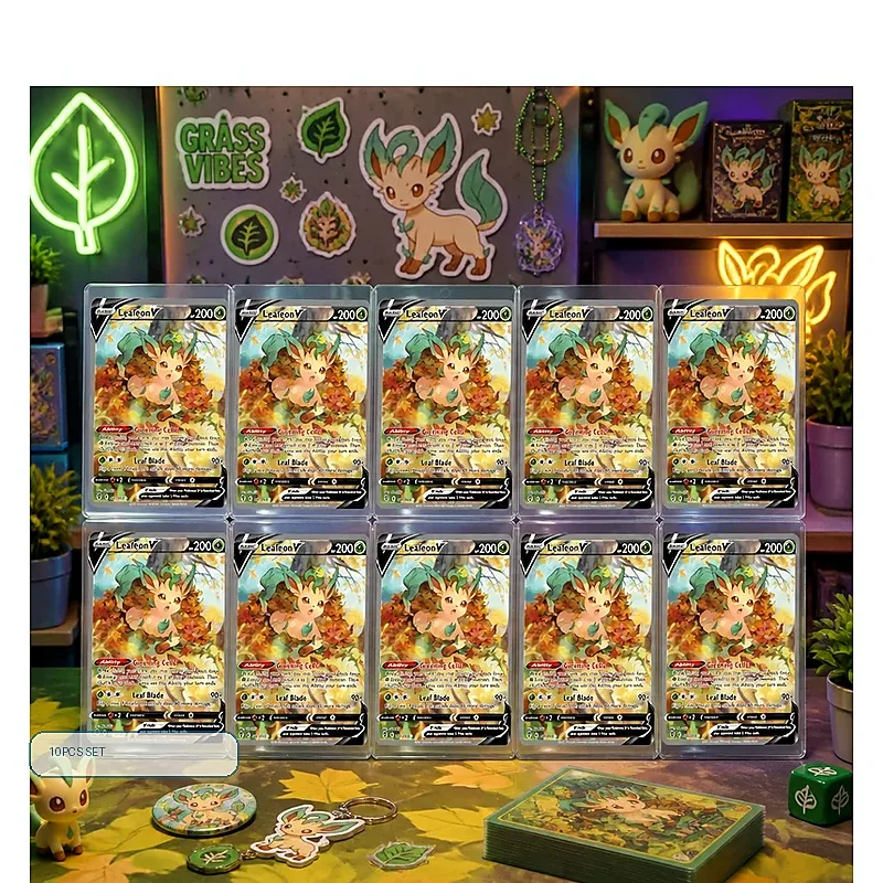 Фото Коллекционные карточки Leafeon V 167/203 для самостоятельного изготовления, одиночная карта, классическая игра, аниме-карточка, подарок, игрушка, набор из 5 или 10 штук №2