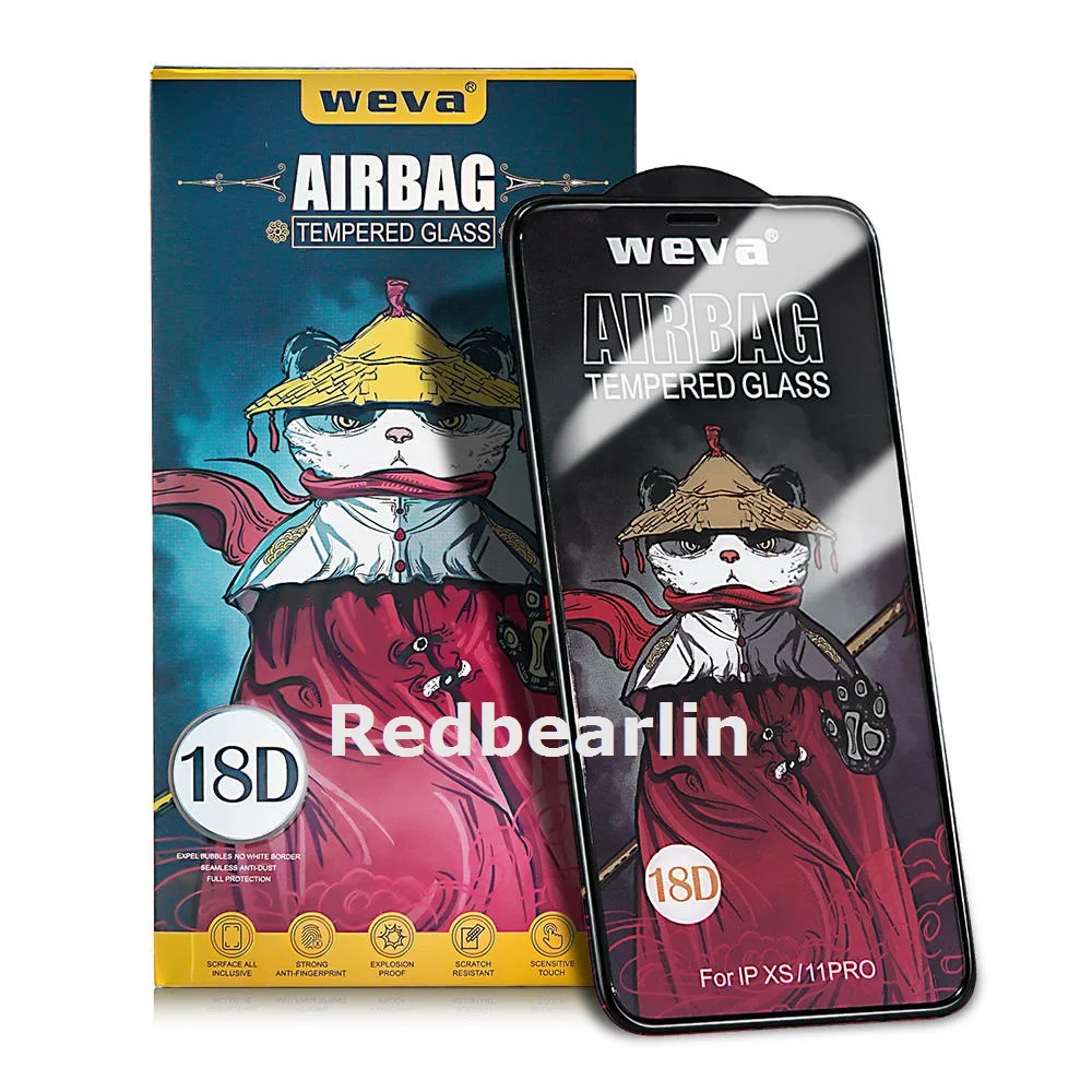 10/20Pcs 18D 9H Hardness Airbag Dust Tempered Glass Screen Protector For Iphone 12 13 14 Pro Max 7 8 plus X XR 11 Xs max