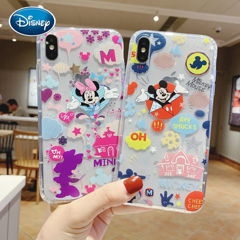 

Disney Mickey Minnie Cartoon Apple 6/7/8/11/12/13 Promax Phone Case Apple Phone Silicone Soft Shell Transparent Protective Cover