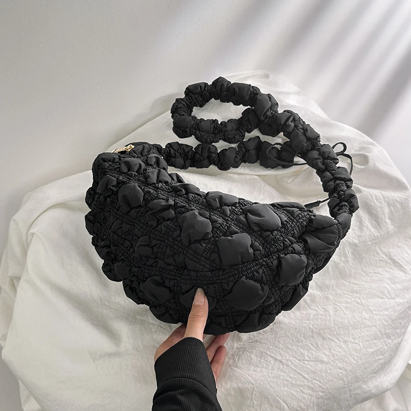 Small Embroider Women's bag Crossbody Bags For Women Half Moon Shoulder Handbags 2023 summer Trends Luxury Brand Tote bag Female