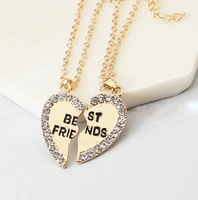 two halves heart necklace love crystal necklaces for couples ladies fashion paired pendants jewelry