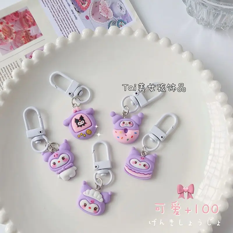 

Брелок для ключей Sanrio Kuromi с мультяшной жевательной резинкой, Маленькая подвеска для девушек, Школьное украшение, подвеска для сумки, милые а...