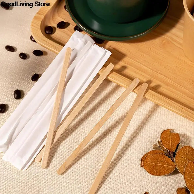 Brand New Disposable Stir Sticks Natural Wooden Tea Coffee Stirrers Shop Cafe Supplies Dinerware Sets Kitchen Products 100pcs | Дом и сад