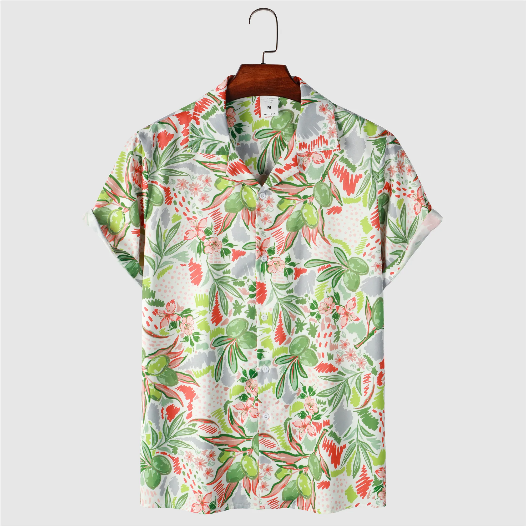 OSCN7 Casual Printed Short Sleeve Shirt Men Street 2022 Hawaii Beach Oversize Women Fashion Harujuku Shirts for Men 2209