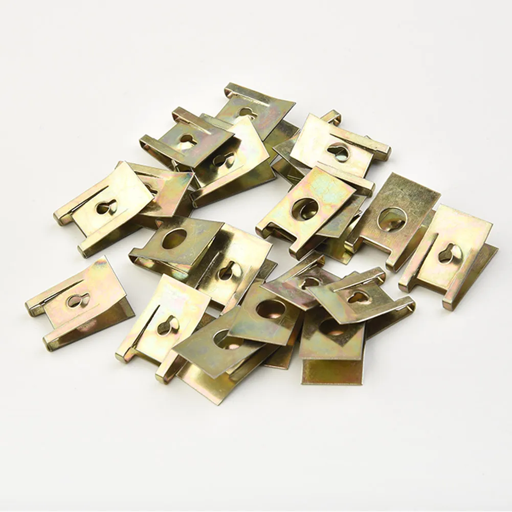 

20pcs/set Car Screw Base U-Type Mount Fastener Clips Motor Fender Bumper Protection Metal Clips