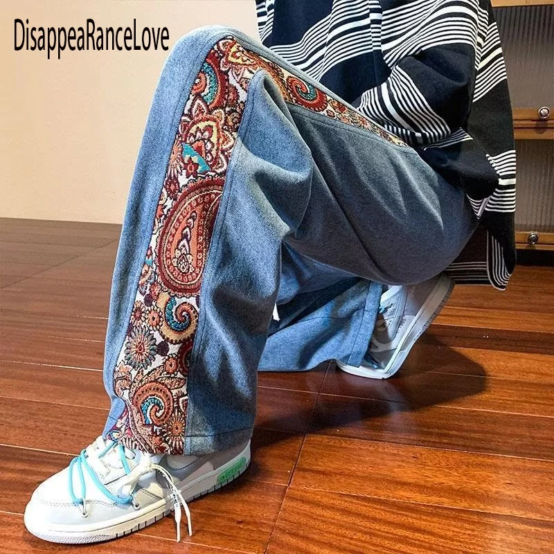 

Мужские джинсы с флисовой подкладкой, черные утепленные штаны из денима, с вышивкой, джоггеры, шаровары на зиму, 2022