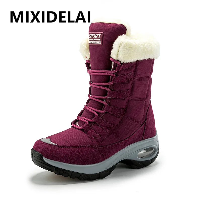 Зимние женские ботильоны супертеплые водонепроницаемые ботинки для снега
