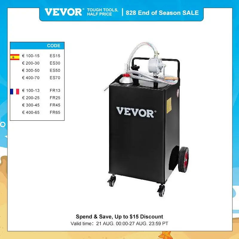 VEVOR 30 Gallon Fuel Caddy Fuel Storage Tank on 2 Wheels Por