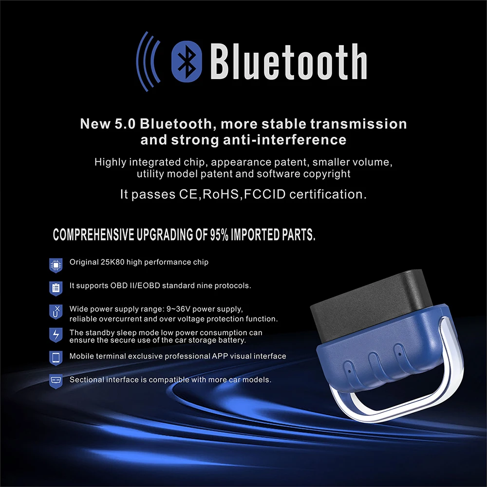 Сканер OBD2 для Android/IOS PIC18F25K80 Wi-Fi считыватель кодов V2.2 Bluetooth 5 0 сканер автомобильный