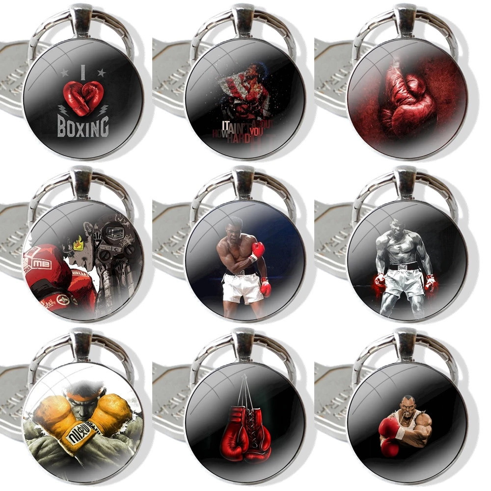 25 мм стеклянный брелок Cabohcon ювелирные изделия подарок боксерские перчатки