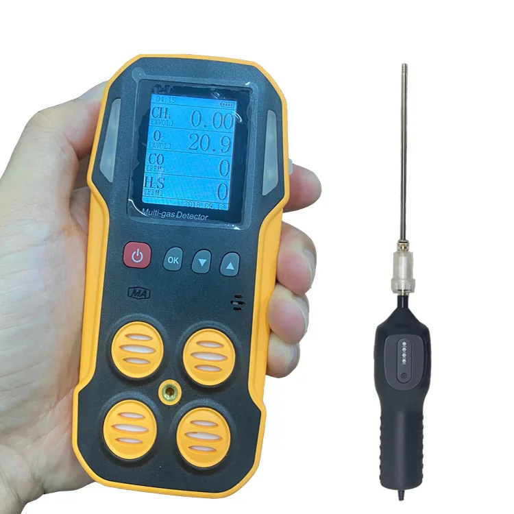 Personal safety handheld biogas analyzer sound light shock 3 a-l-a-r-m infrared sensor rechargeable portable multi gas detector enlarge