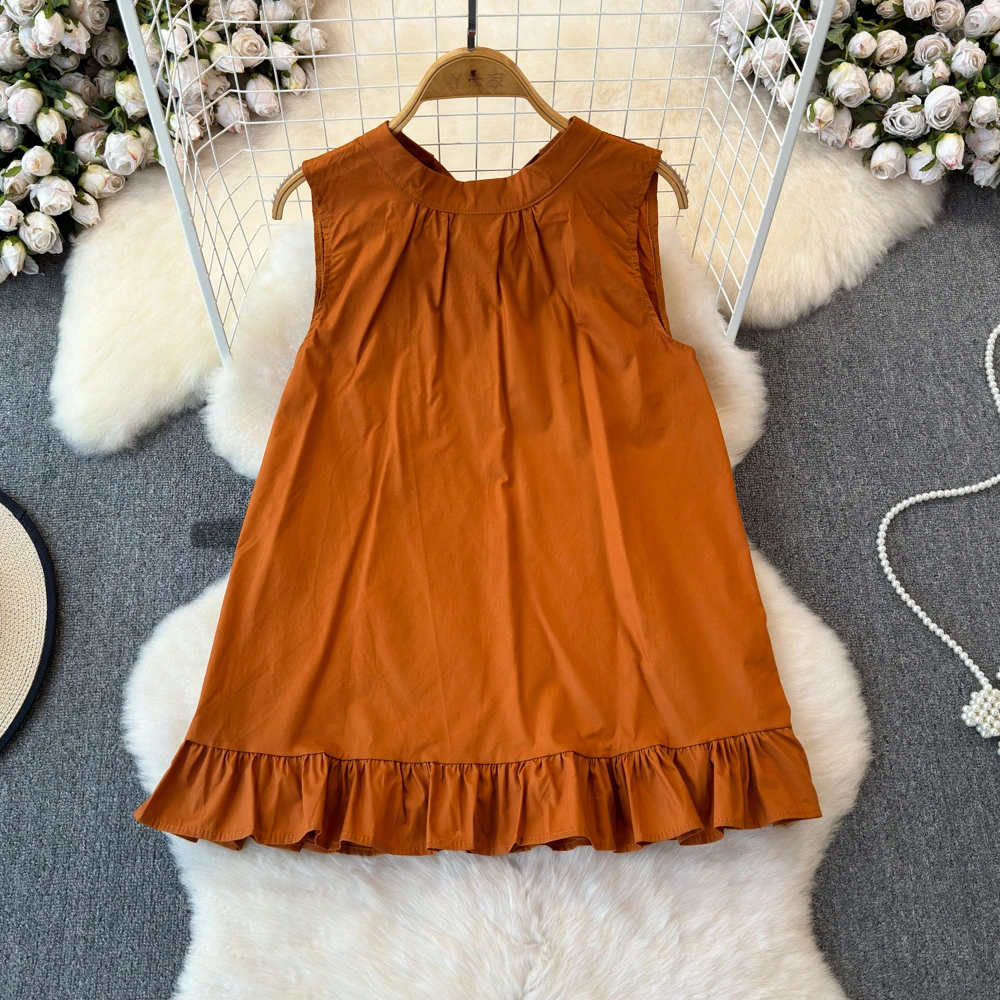 Женский свободный топ с круглым вырезом голубого цвета