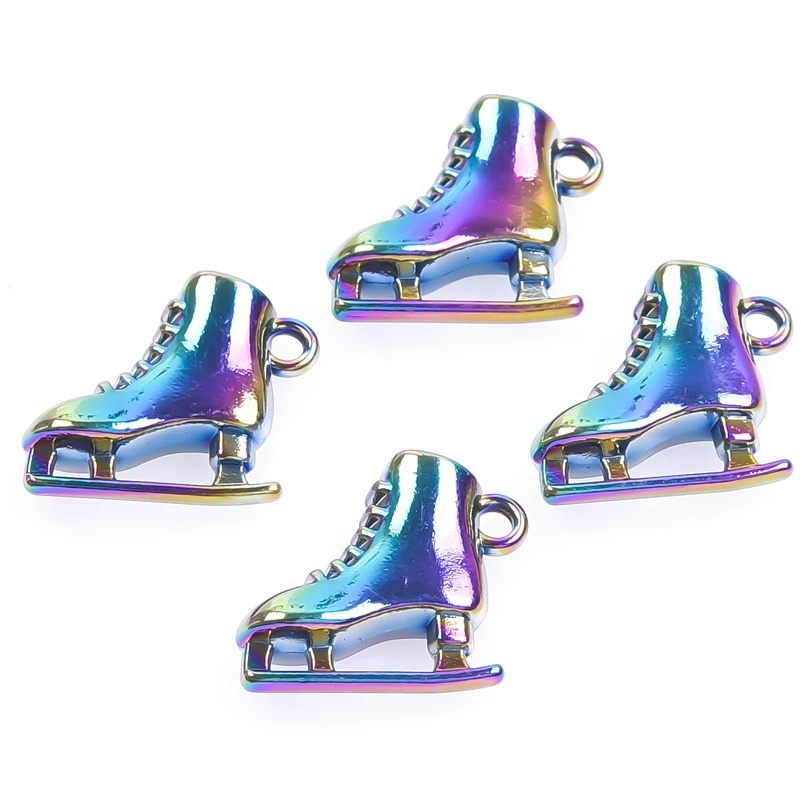 5pcs/Lot Roller Ice Skate Figure Skating Figa Dance Charms Patines Saltar Rainbow Color Pendant For Handmade Jewelry DIY Making