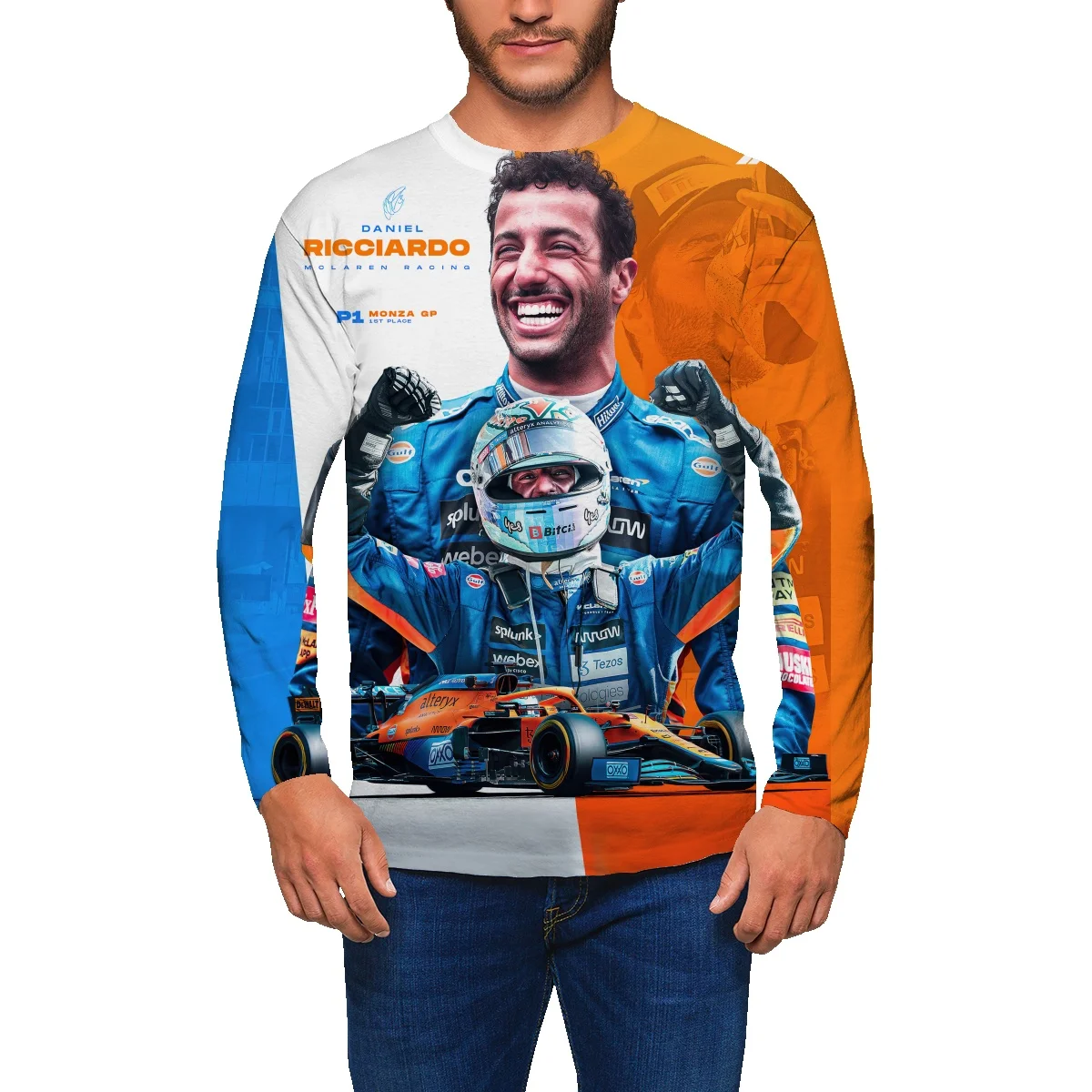 

Футболка мужская с круглым вырезом и длинными рукавами, трендовая универсальная рубашка, свободный уличный свитер в стиле Instagram, весна-осен...