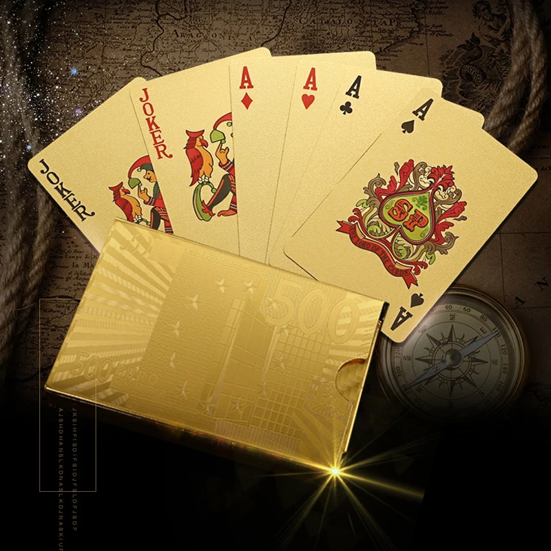 Пластиковые покерные игральные карты набор волшебных карт из фольги 24 К золота