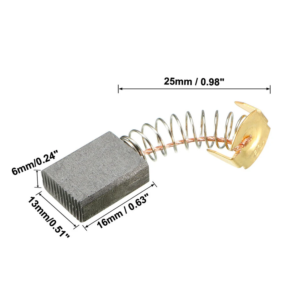 

Power Tools Carbon Brushes Replacement 16mmx13mmx6mm 2pcs Accessories Durability For Electric Motors Brand New