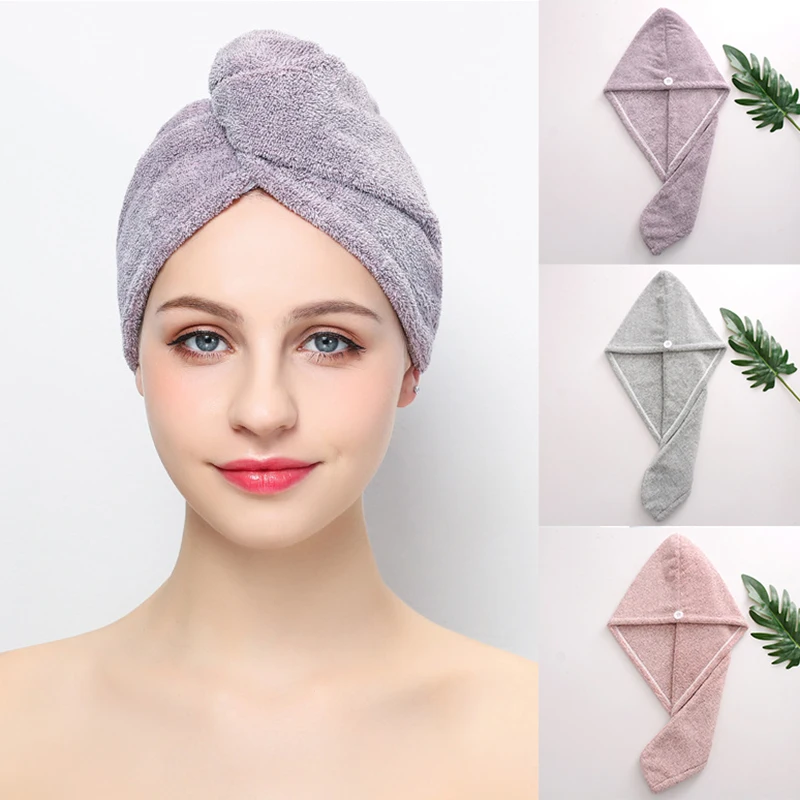 Fast Drying Hair Towel Bamboo Fibre Hair Fast Drying Dryer Turban Dry Towel Bath Wrap Hat Quick Cap Bamboo Towel Quick Dry images - 6