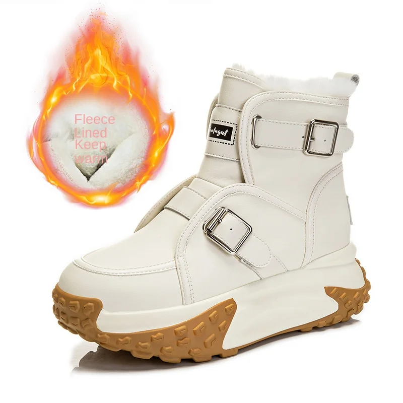 

High Top Women Shoes Platform Boots Wedge Autumn Winter Warm Fur Ankle Booties Chunky Shoes