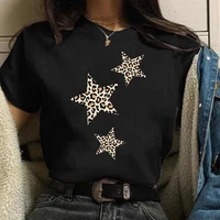 women leopard pentagram harajuku fashion t shirt leopard lightning print o neck short sleeve summer casual new tops tee shirt
