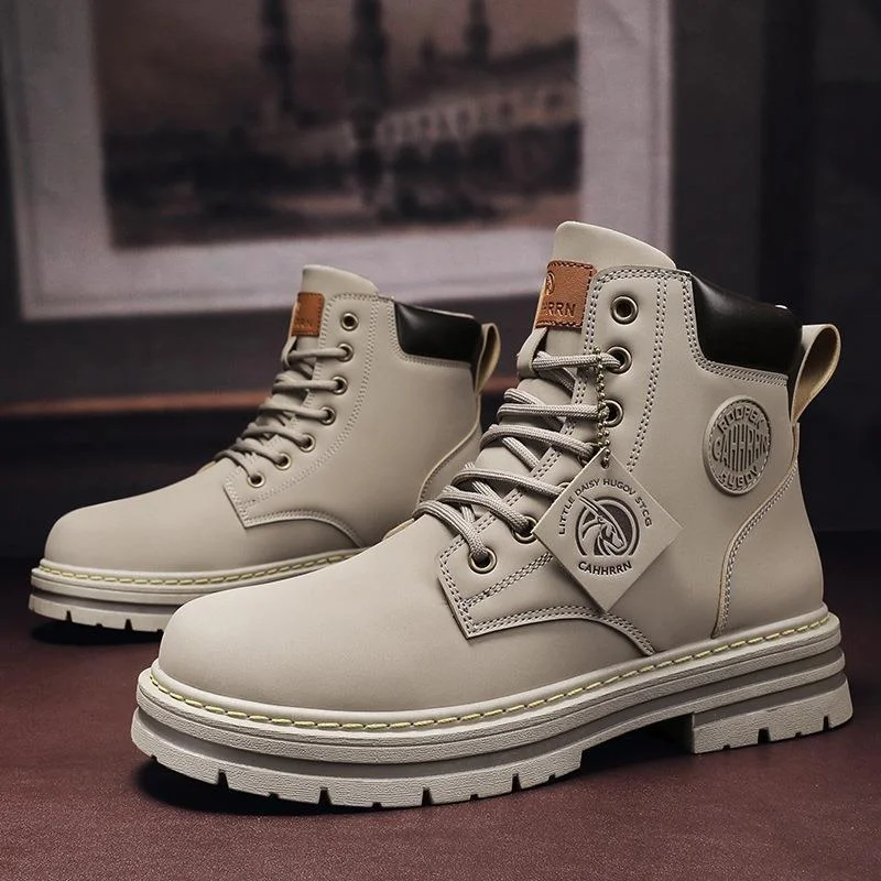 

Motorcycle Work Shoes Men Ankle Boots Boots Tooling Winter Shoes Botas De Hombre High Top Boots Men Leather Shoes Fashion 2023