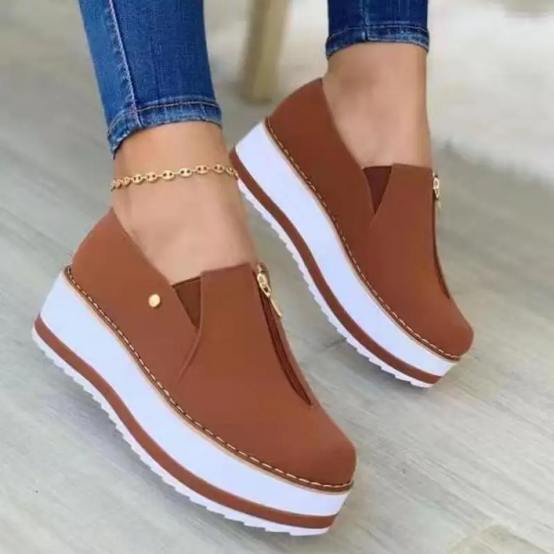 

PU Leather Women's Shoes Thick Bottom Casual Sports 2022 Spring Autumn New Wedge Ytmtloy Tenis Mujer Zapatillas Plataforma
