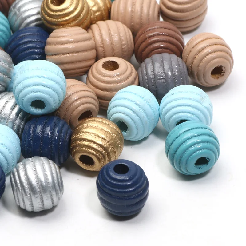 Colored Beads 20/50pcs Threaded Wooden Beads Round Balls Natural Wood Beads For Jewelry Making DIY Jewelry Necklaces Accessories