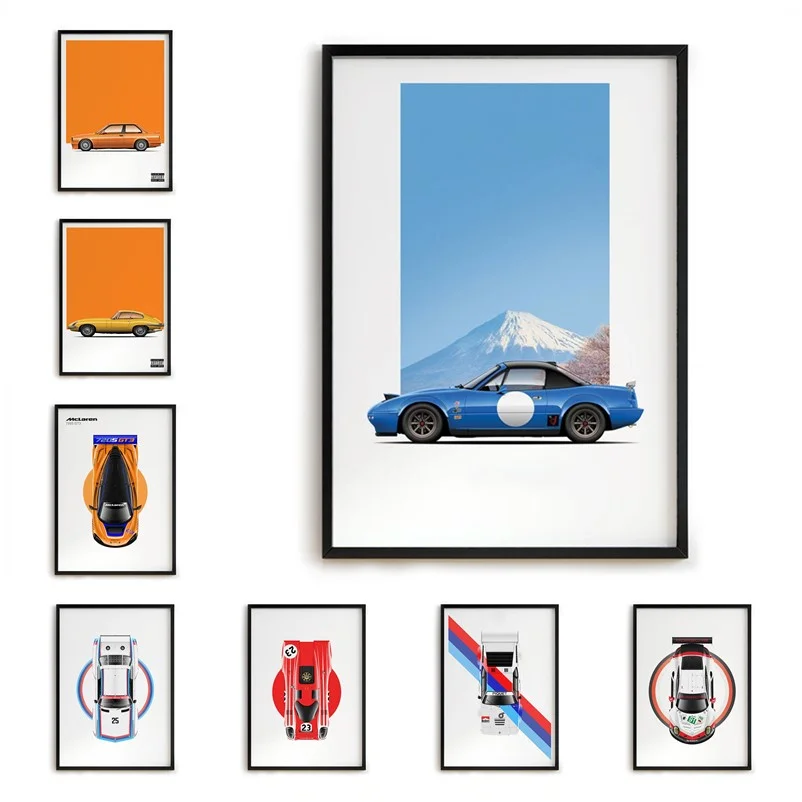 Постер F1 гоночный автомобиль эстетика спортивный GTR 911 моторная живопись