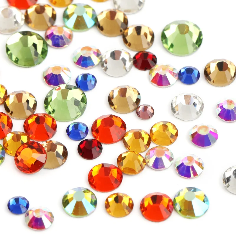 

Hot Selling SS3-SS30 Round Shape Glue-on Flatback Crystal Glass Stone Nail Art Rhinestones DIY Jewelry Making