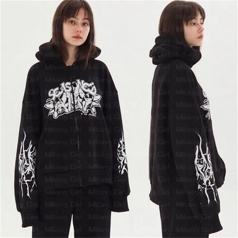 Женская толстовка с длинным рукавом винтажная изображением ангела в стиле