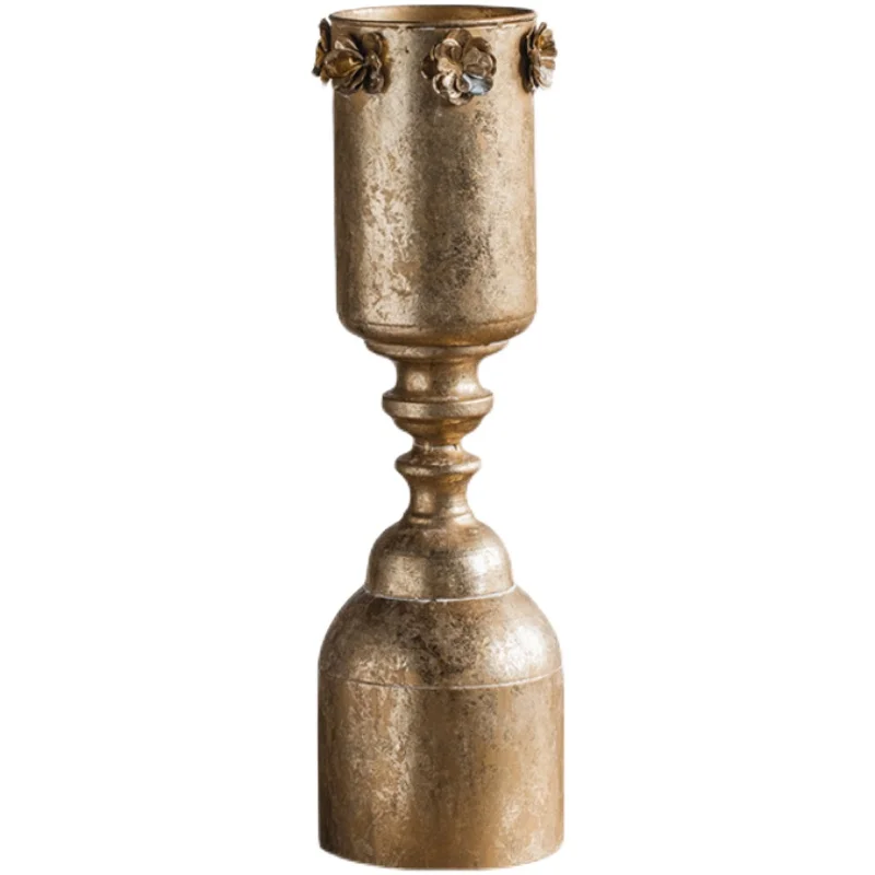 Винтажный Золотой металлический столбик подсвечники декор цилиндр ретро латунь