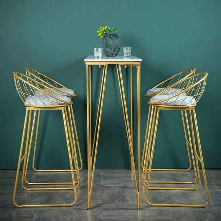 

Nordic Bar Stools Simple Bar Chairs Luxury Wrought Iron Backrest Chair Gold High Stool Modern Restaurant Furniture Bar Stool