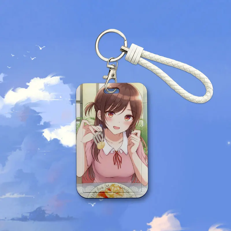 2023 New 110*70mm Japanese Anime Kanojo Okarishimasu  Lanyard ID Card Badge Holder with Keychain Keyring Gift