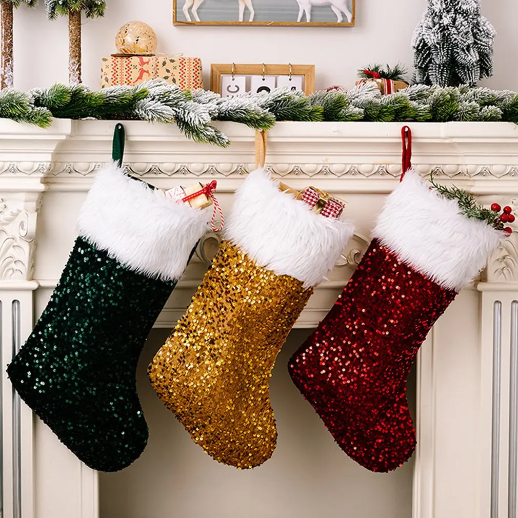 

Искусственные Плюшевые рождественские носки, раннее украшение, Рождественское украшение для дома, рождественские украшения, подвесные Подвески