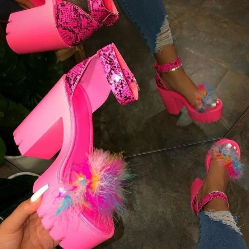 

Сандалии женские на платформе, босоножки на толстом высоком каблуке, пикантная обувь, туфли с ремешком на пятке, лето