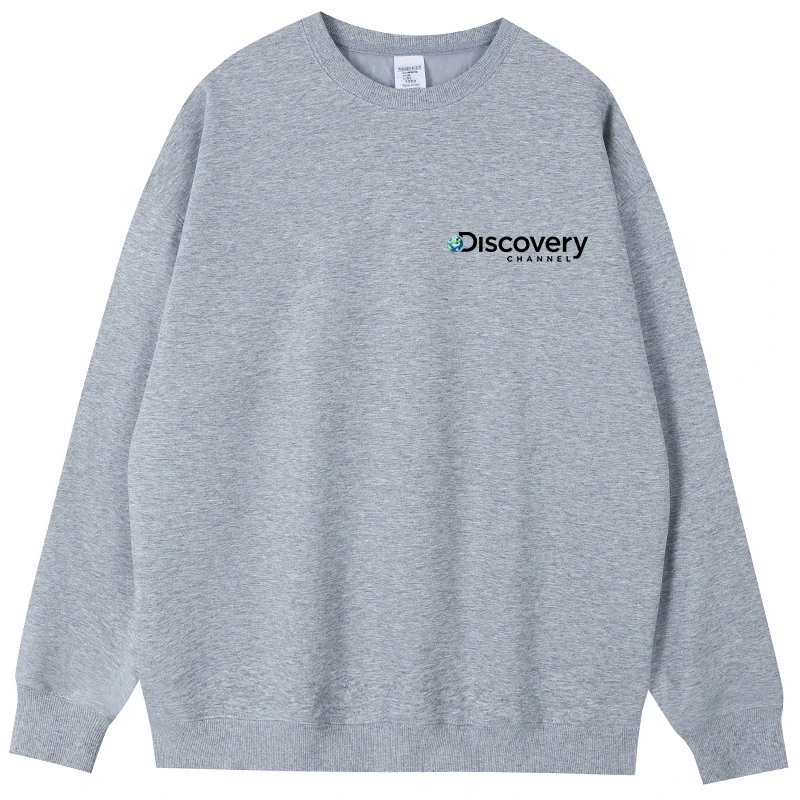 

New Discovery Channel Cotton Round Neck Pullover Sweater Men Women Loose Casual Plush Top Thick Keep Warm Sweatshirt Hoodies 5XL