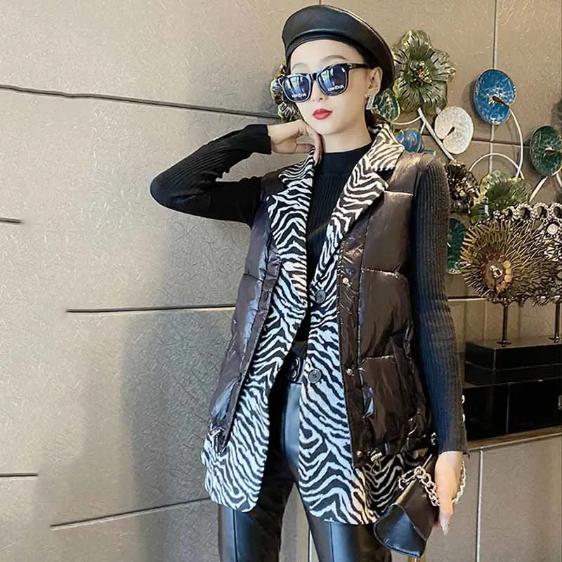 

Cotton vest women's 2022 Autumn Winter New Outerwear Fashion Stitching Cotton fake two-piece Sleeveless Waistcoat Jacket
