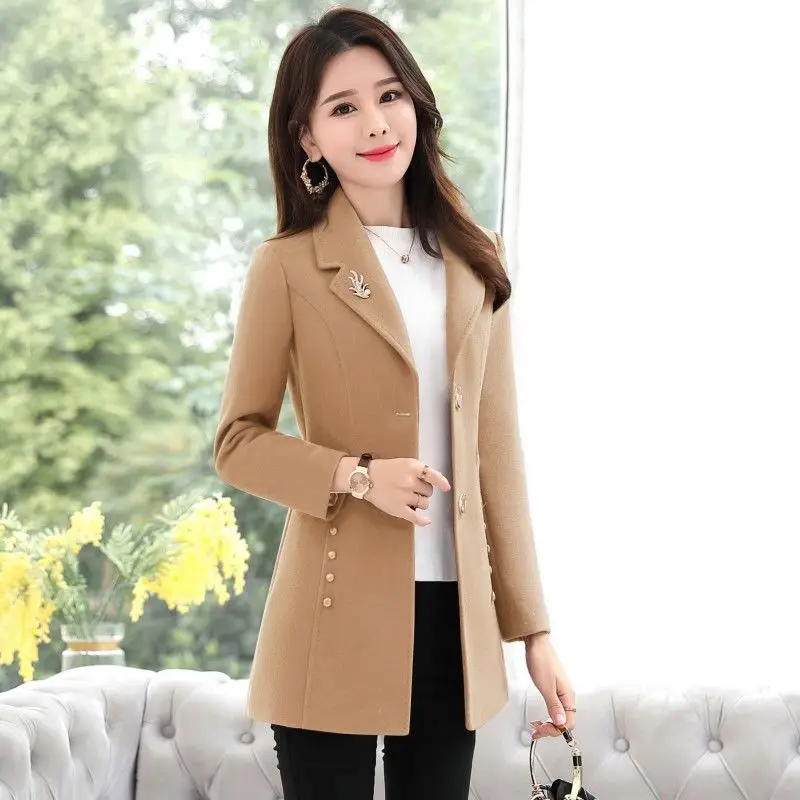 

Fashion Women's Woolen Coat Office Slim All-match Women's Coat Short Section Spring and Autumn New Women's Clothing Women Coats