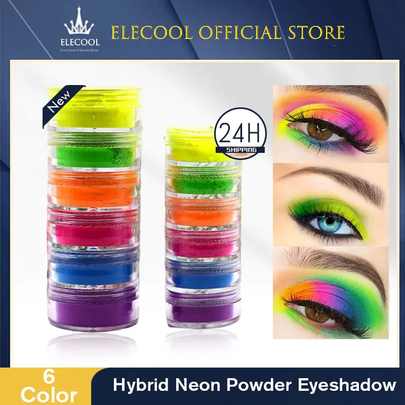 

6 Colors Mixed Neon Powder Eyeshadow Matte Mineral Sequin Long Lasting Nail Powder Shimmer Shiny Eyeshadow Eyes Makeup