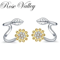 rose valley sunflower flower earrings for women fashion jewelry stud earrings clip girls birthday gifts