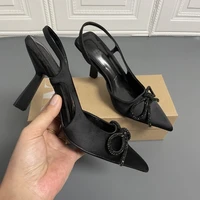 2022 new fashion bow knot summer women pumps woman single shoes rhinestones heels comfortable dress party shoes large size 3542